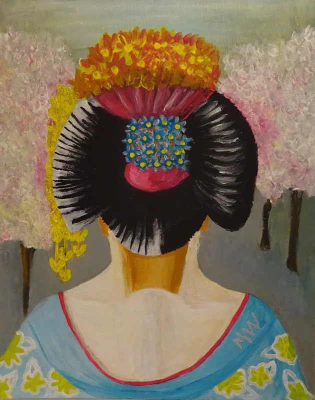 Akrylmålning Geisha av Magdalena Wiklund