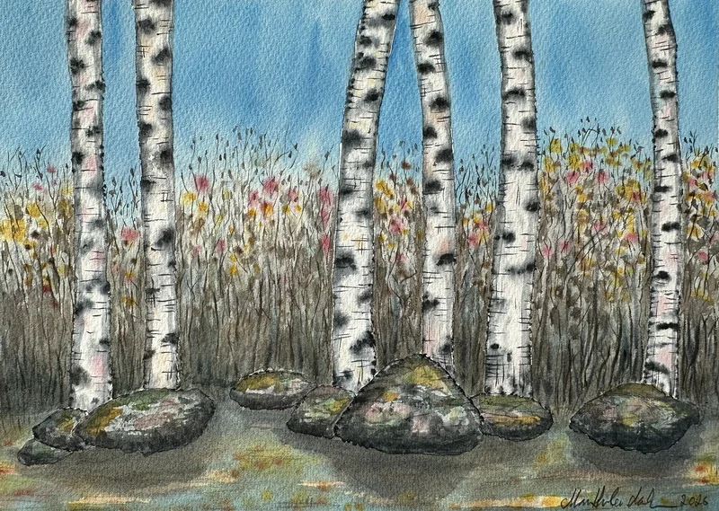 Akvarell Snårskog av Marie-Helén Andersson