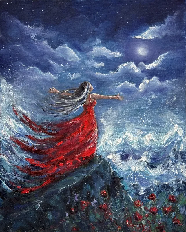 Oljemålning At the edge av Erika Zahharova