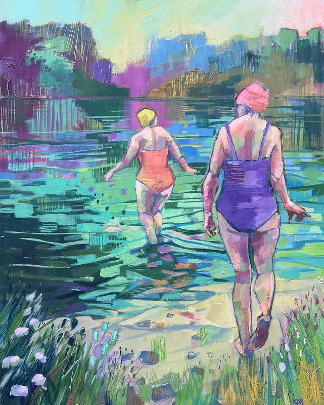 Akrylmålning Morning Swim av Katie Dalros-Bingham