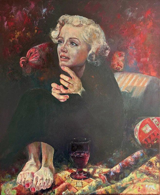 Oljemålning Woman with a brocken heart av Anastasiya Kostyuk