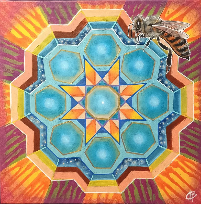 Akrylmålning ~Hexagon~ av Carolina Blomkvist