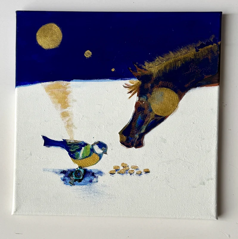 Akrylmålning Får jag smaka? av Ingrid Thunström