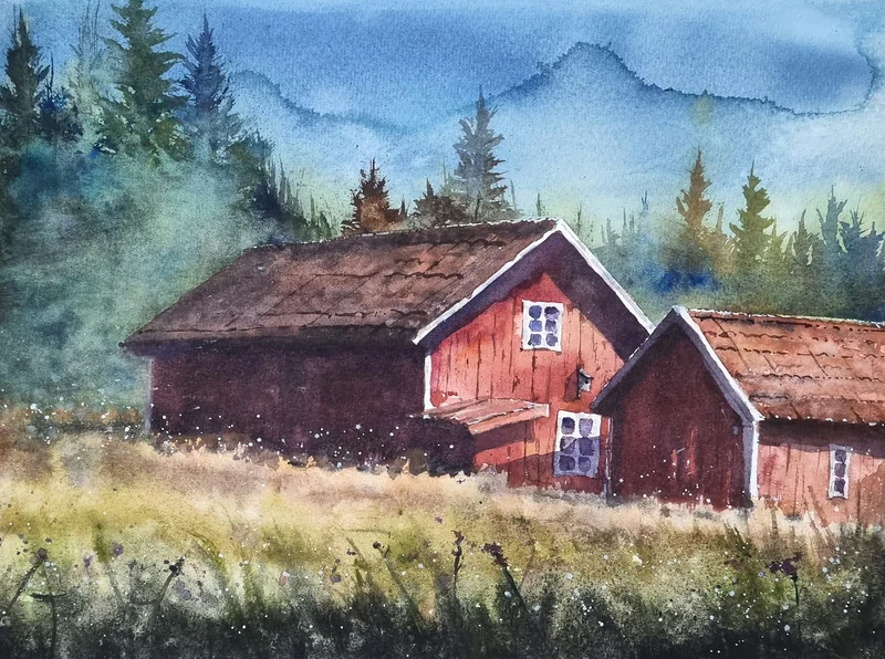 Akvarell av Mikael Berglund