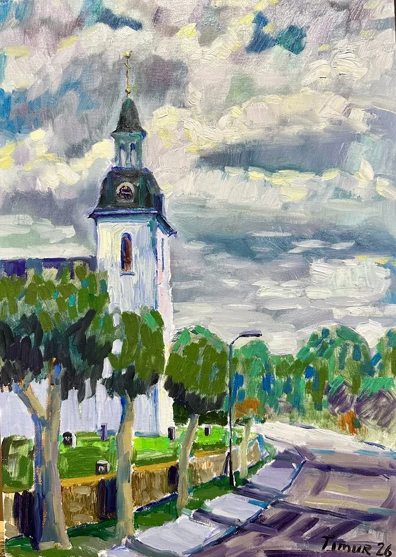 Oljemålning Älghult kyrka av Timur Abdulaev