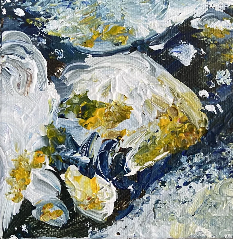 Akrylmålning Havsstrand ( Rossö i Bohuslän) av Marie-Louise Ljungberg