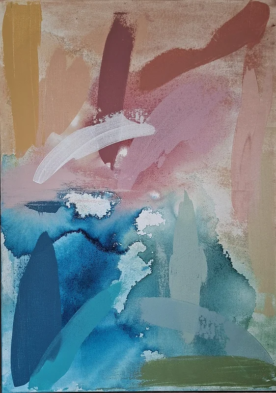 Akrylmålning Drift of color av Theresa Olin