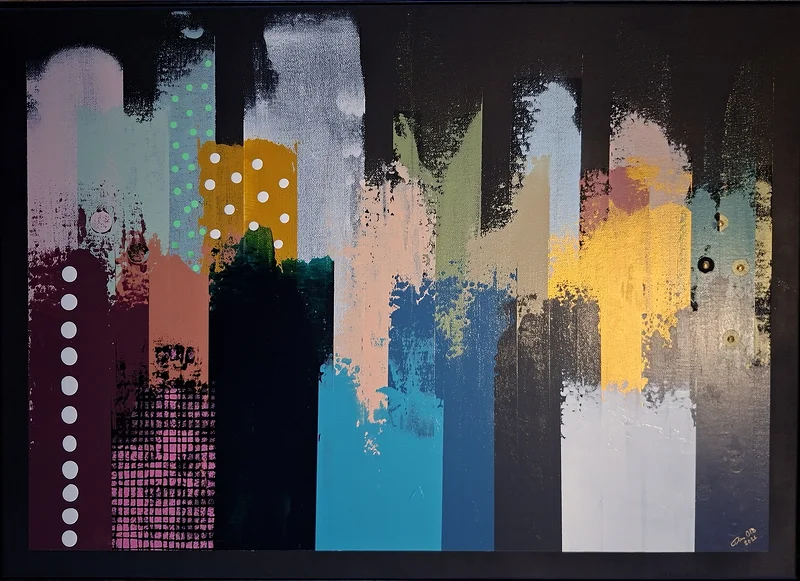 Akrylmålning Color skyline av Theresa Olin