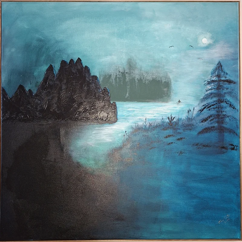 Akrylmålning Blue mist av Theresa Olin