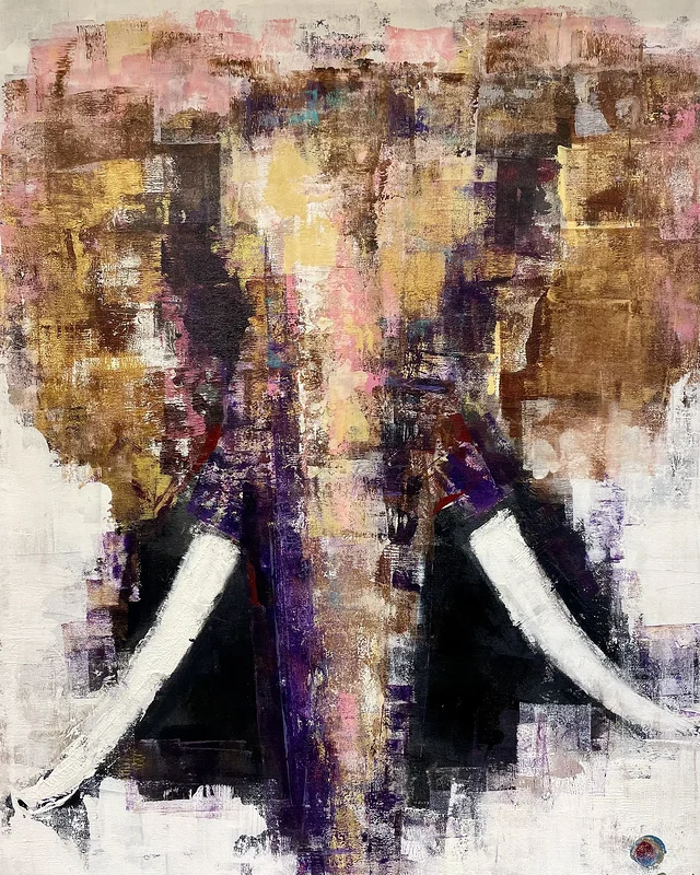 Akrylmålning Elefant. "Savannah Golden Light" av Ulrike Nordquist