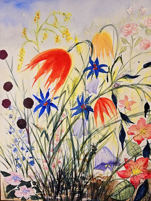 Akvarell Vilda blommor av Mia Wahlberg