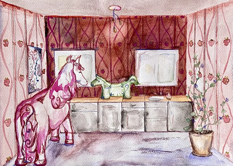 Akvarell Hälsning av Judith Palm