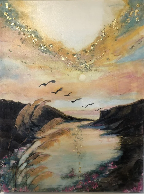 Akrylmålning Himmel och jord av Jeannette Tissari