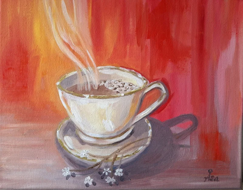 Oljemålning Coffee av Åsa Uhr