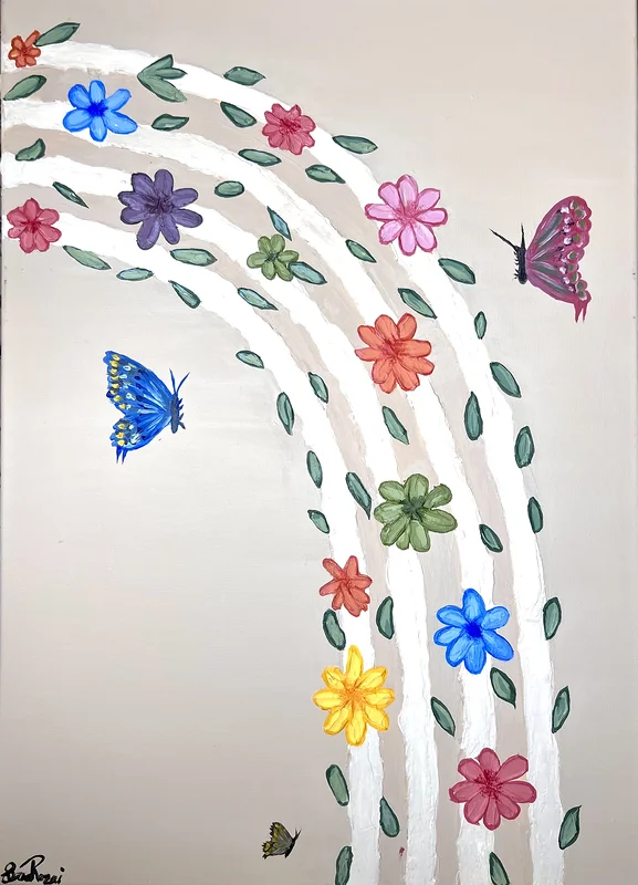 Akrylmålning Blommornas hemliga rike av Sara Rezai