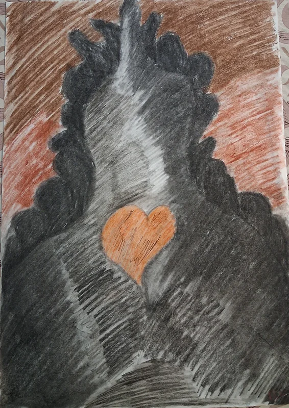 A scarry figure with a heart av Veronica Domachowska