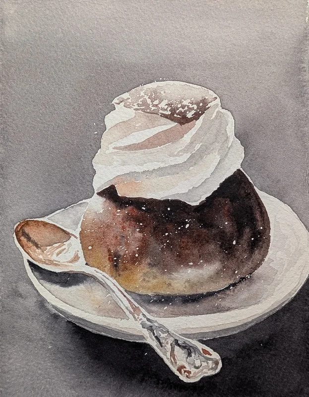 Akvarell SEMLA av Emelie Aronsson