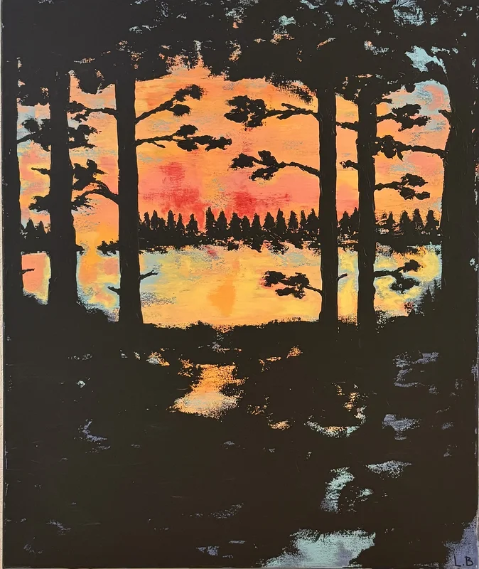 Akrylmålning Skymningsljus av Linda Boudin