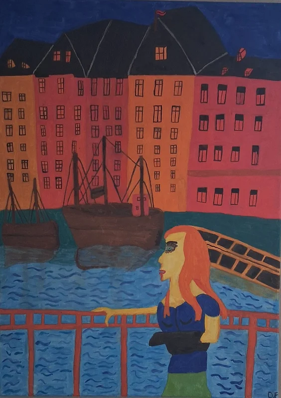 She's looking out at Nyhavn, Copenhagen av Veronica Domachowska