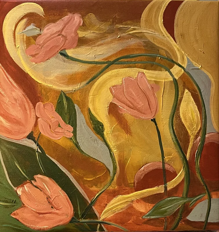 Akrylmålning Abstrakta blommor av Charlotta Schönberg