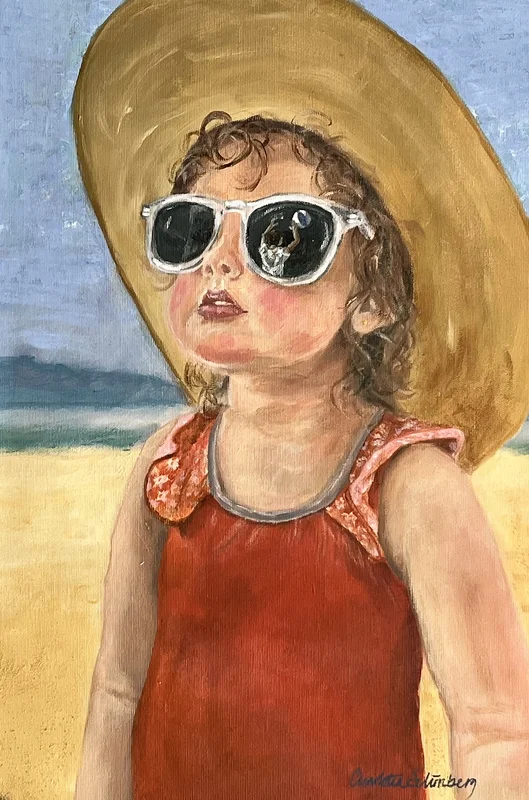 Akrylmålning At the beach av Charlotta Schönberg