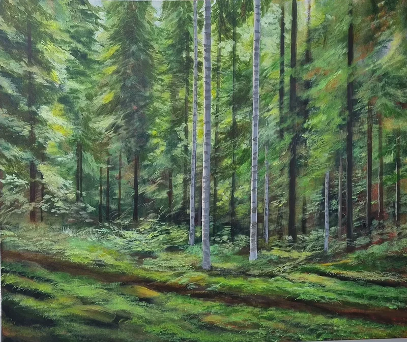 Akrylmålning Skogsbad II av Anna Jormin