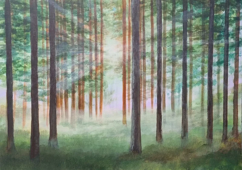 Akrylmålning Så tyst i skogen av Anna Jormin