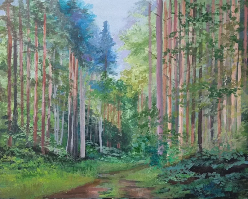 Akrylmålning Sommarvägen av Anna Jormin