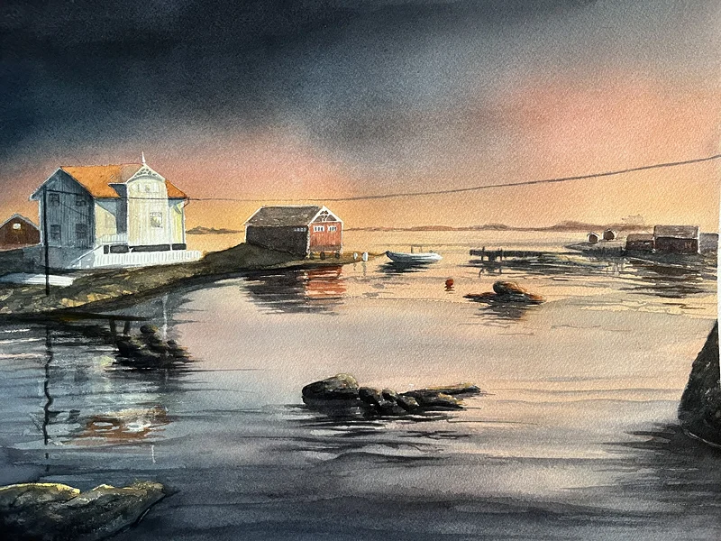 Akvarell Halvorsund 348, Käringön av Fredrik Eklöf