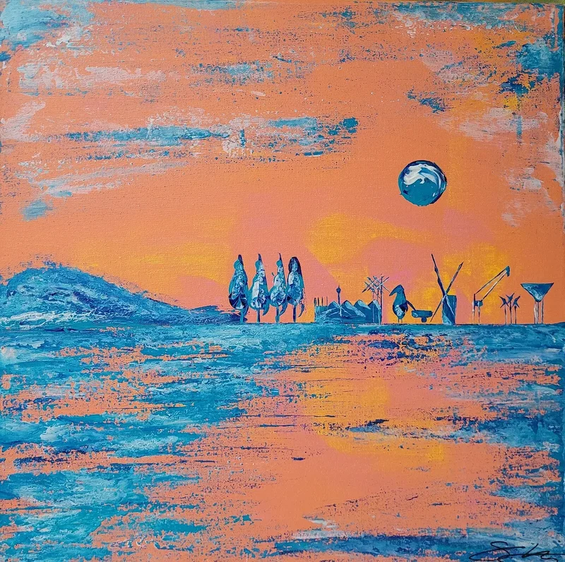Akrylmålning La Blue Moon av Sofia Bäckström