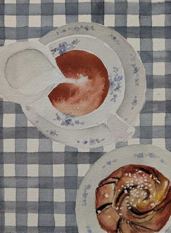 Akvarell EN BULLE TILL TEET av Emelie Aronsson