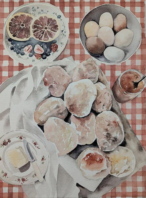 Akvarell HELGFRUKOST av Emelie Aronsson