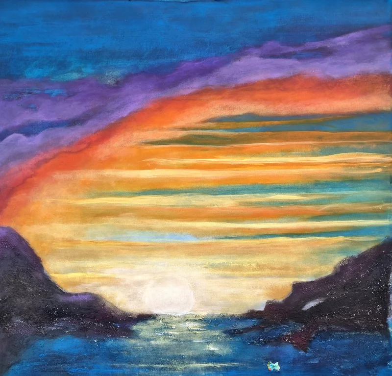 Akrylmålning Sunset av Bibbi Höllinger