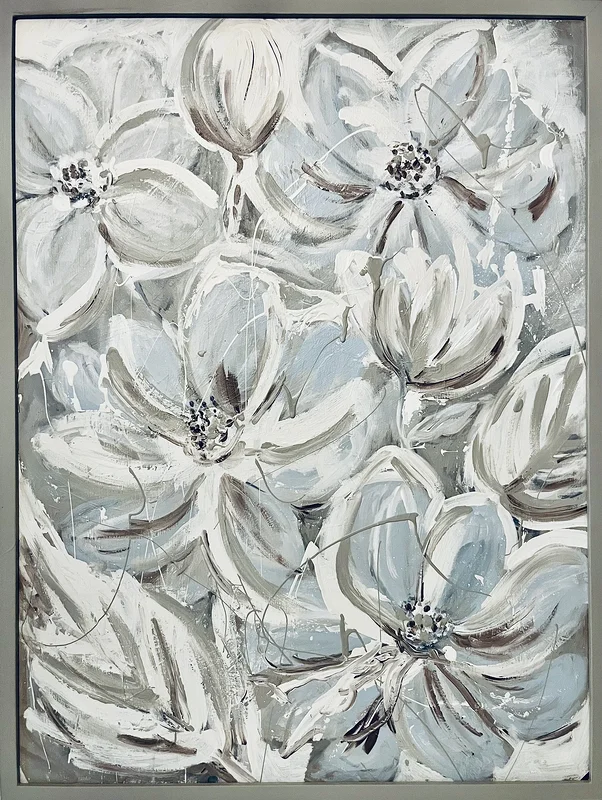 Akrylmålning Pale flowers av Charlotte Hansson