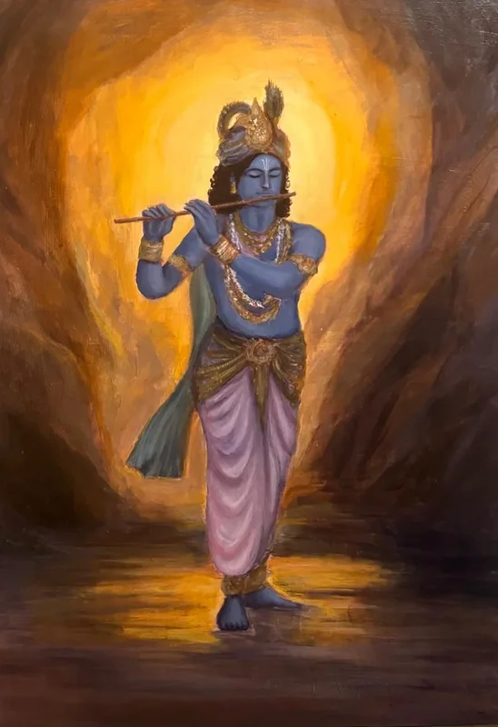 Akrylmålning The eternal flute av Akshaya Vidhya
