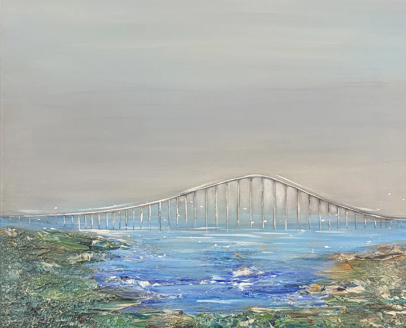 Akrylmålning Ölandsbron-över sundet av Sofie Öcking