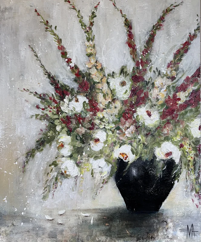 Akrylmålning Gladioler av Annette MA Stocker