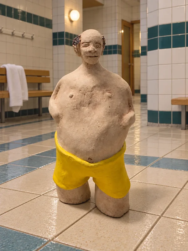 Skulptur Badgäst herr av Åsa Hansson