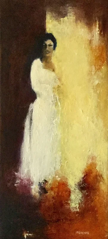 Oljemålning Lady in white av Peter Buchar