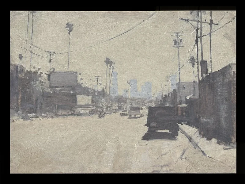 Oljemålning Silverlake, Los Angeles av John Economou
