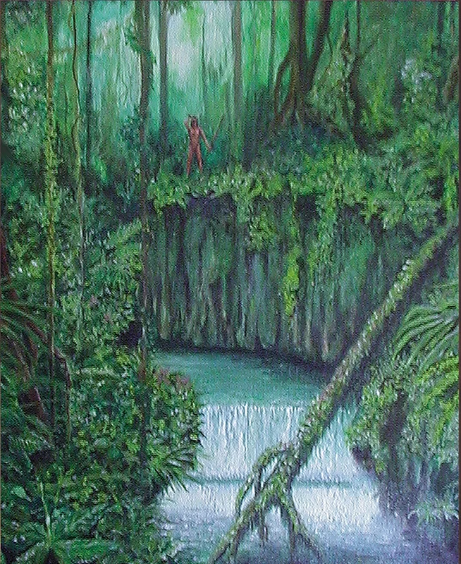 Akrylmålning Rainforest Land av Peter Suárez