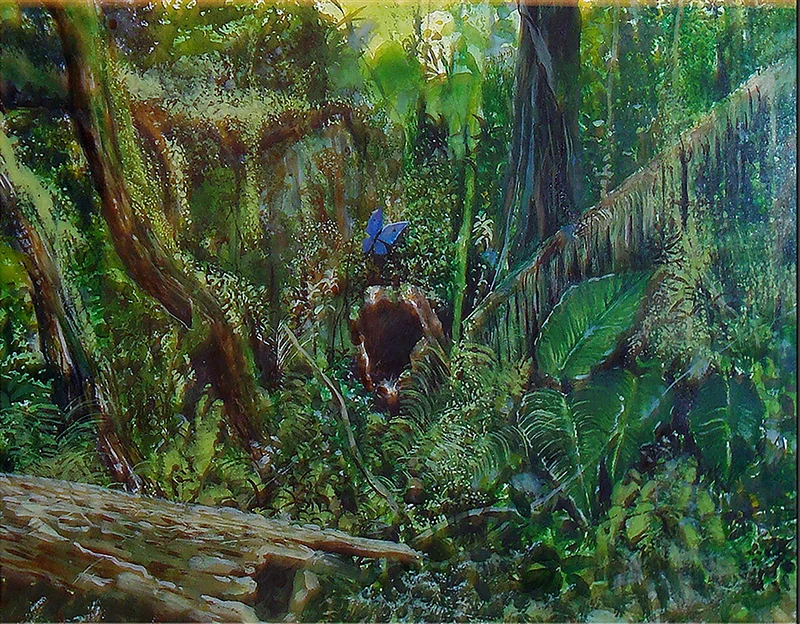 Akvarell Rainforest Study in green av Peter Suárez