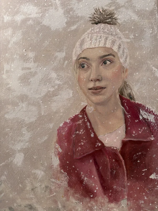 Oljemålning Den första snön av Marianne Dufva
