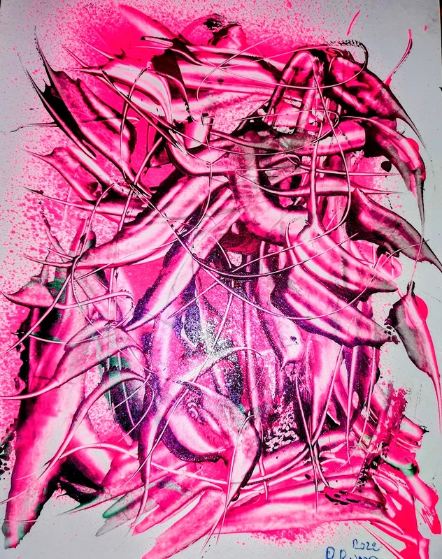 Akrylmålning Rosa chock av Ronald Rumell