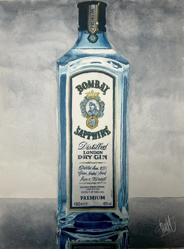 Akvarell Bombay Sapphire av Christian Prändel