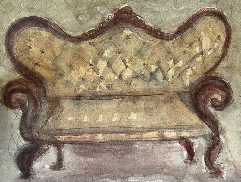 Akvarell The sofa av Charlotte Andersson