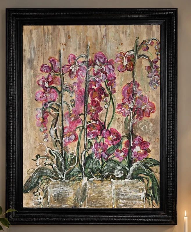 Akrylmålning Rosa blommor av Charlotte Andersson