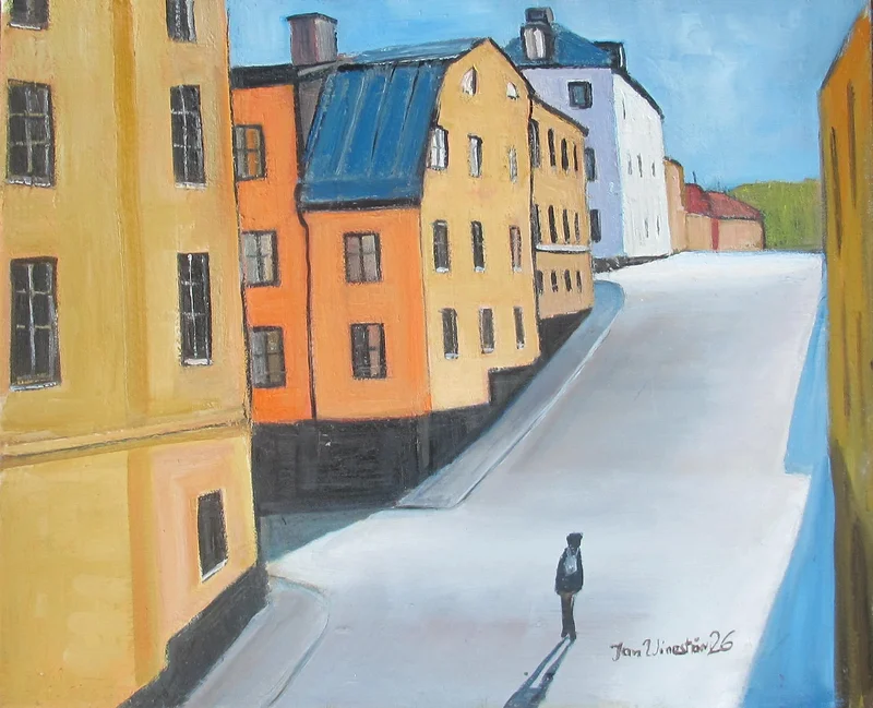 Oljemålning Bastugatan av Jan Wineström