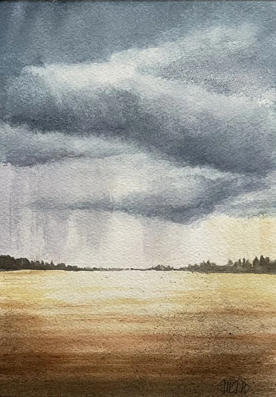 Akvarell Regn II av Maud Thilén Bengtsson