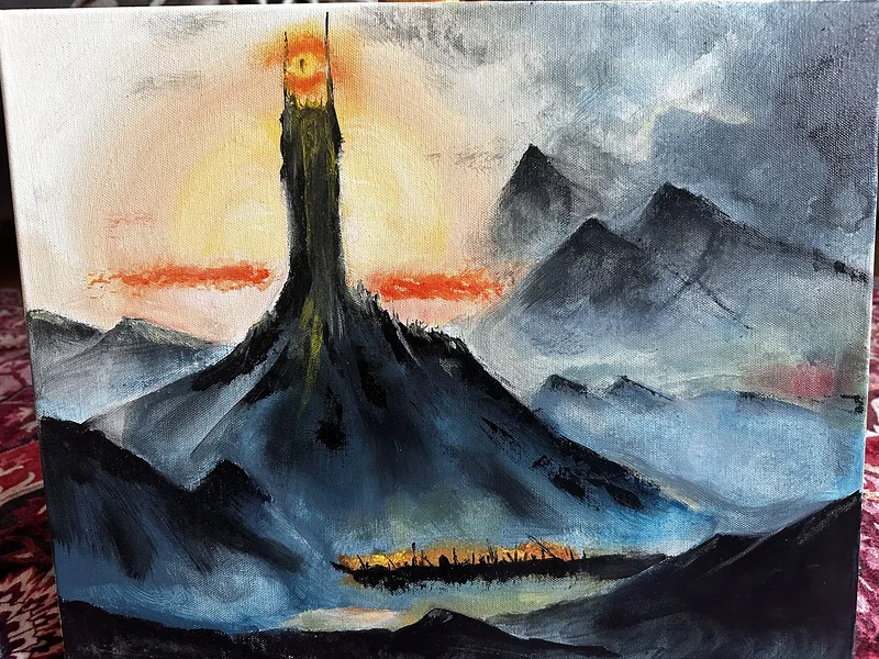 Akrylmålning Barad dûr av Emilia Geirup